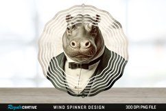 Vintage Hippo Spinner Sublimation Design PNG Product Image 1