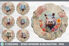 Bundle of six Decoupage Hippos Wind Spinner designs.