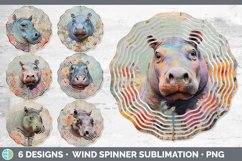 Bundle of six Decoupage Hippos Wind Spinner designs.