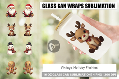Vintage Holiday Plushies Glass Can Product Image 1