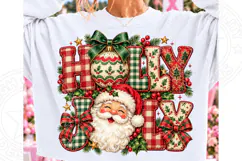 Vintage Holly Jolly Santa Sublimation PNG Product Image 1