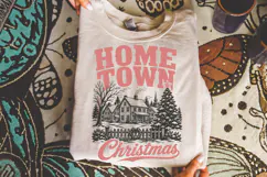 Vintage Hometown Christmas PNG,Winter Holiday Shirt Product Image 3