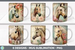 Bundle of six Decoupage Horses Mug Wrap designs.