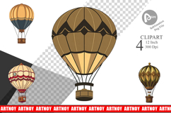 Vintage Hot Air Balloon Clipart Product Image 1