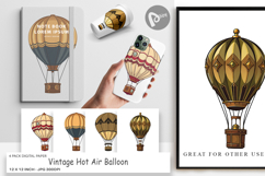 Digital Paper Vintage Hot Air Balloon Product Image 1