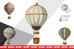 Vintage Hot Air Balloon Clipart Product Image 1
