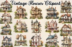 Vintage Houses Sublimation Clipart Bundle - 20 Designs Product Image 1