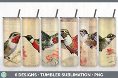Bundle of six Decoupage Hummingbirds Tumbler designs.