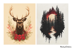 Gothic Woods Backgrounds, Deer Junk Journal Vintage Papers Product Image 2