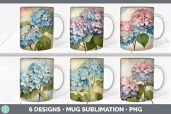 Bundle of six Decoupage Hydrangeas Mug Wrap designs.