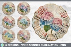 Bundle of six Decoupage Hydrangeas Wind Spinner designs.