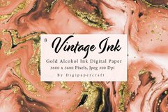 Vintage Alcohol Ink Digital Paper, Gold Agate Ink Textures Product Image 1