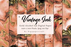 Vintage Alcohol Ink Digital Paper, Gold Agate Ink Textures Product Image 2