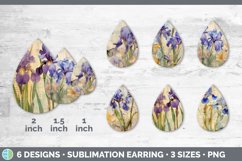 Bundle of six Decoupage Irises Teardrop Earrings designs.