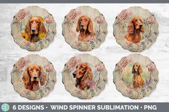 Bundle of six Decoupage Irish Setters Wind Spinner designs.