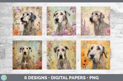 Bundle of six Decoupage Irish Wolfhounds Paper Backgrounds designs.