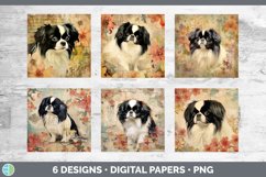 Bundle of six Decoupage Japanese Spaniel Paper Backgrounds designs.