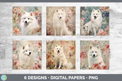 Bundle of six Decoupage Japanese Spitz Paper Backgrounds designs.