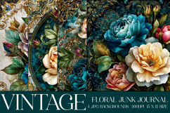 Vintage Floral Background, Junk Journal Style Papers, s1 Product Image 1