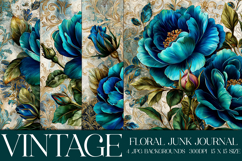 Vintage Floral Background, Junk Journal Style Papers, s11 Product Image 1