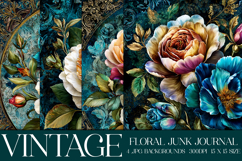Vintage Floral Background, Junk Journal Style Papers, s12