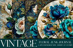 Vintage Floral Background, Junk Journal Style Papers, s14 Product Image 1