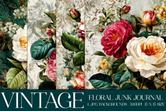 Vintage Floral Background, Junk Journal Style Papers, s17 Product Image 1
