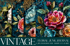 Vintage Floral Background, Junk Journal Style Papers, s2 Product Image 1