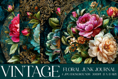 Vintage Floral Background, Junk Journal Style Papers, s29 Product Image 1