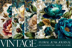 Vintage Floral Background, Junk Journal Style Papers, s3 Product Image 1