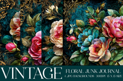 Vintage Floral Background, Junk Journal Style Papers, s30 Product Image 1
