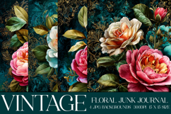 Vintage Floral Background, Junk Journal Style Papers, s34 Product Image 1