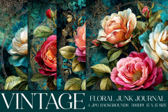 Vintage Floral Background, Junk Journal Style Papers, s35 Product Image 1