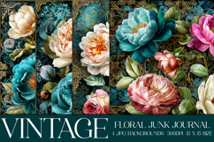 Vintage Floral Background, Junk Journal Style Papers, s36 Product Image 1