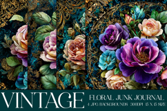 Vintage Floral Background, Junk Journal Style Papers, s38 Product Image 1