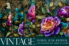 Vintage Floral Background, Junk Journal Style Papers, s40 Product Image 1