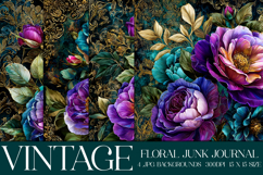 Vintage Floral Background, Junk Journal Style Papers, s43 Product Image 1