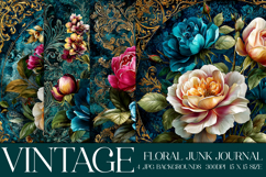 Vintage Floral Background, Junk Journal Style Papers, s6