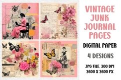Vintage Junk Journal Pages, Digital Paper Product Image 1