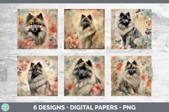 Bundle of six Decoupage Keeshonden Paper Backgrounds designs.