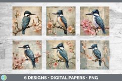 Bundle of six Decoupage Kingfishers Paper Backgrounds designs.