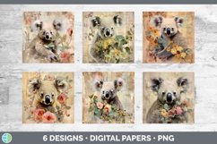 Bundle of six Decoupage Koalas Paper Backgrounds designs.