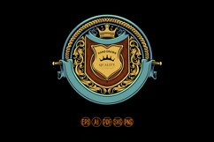 Vintage label crown swirl floral ornament illustrations Product Image 1