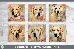 Bundle of six Decoupage Labrador Retrievers Paper Backgrounds designs.