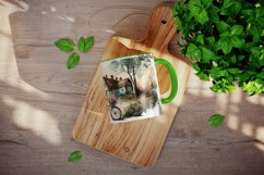 Vintage landscape mug, cup wrap sublimation design png
