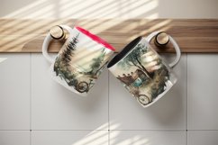 Vintage landscape mug, cup wrap sublimation design png