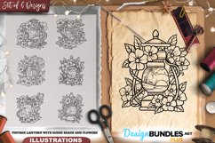Vintage Lantern With Scene Beach And Flowers Illustrations Product Image 1