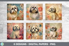 Bundle of six Decoupage Lhasa Apsos Paper Backgrounds designs.