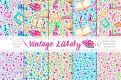 Vintage Library, Watercolor Patterns PNG, JPG Product Image 1