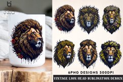 Vintage Lion Head Sublimation Design, Lion Mug Sublimation Product Image 1